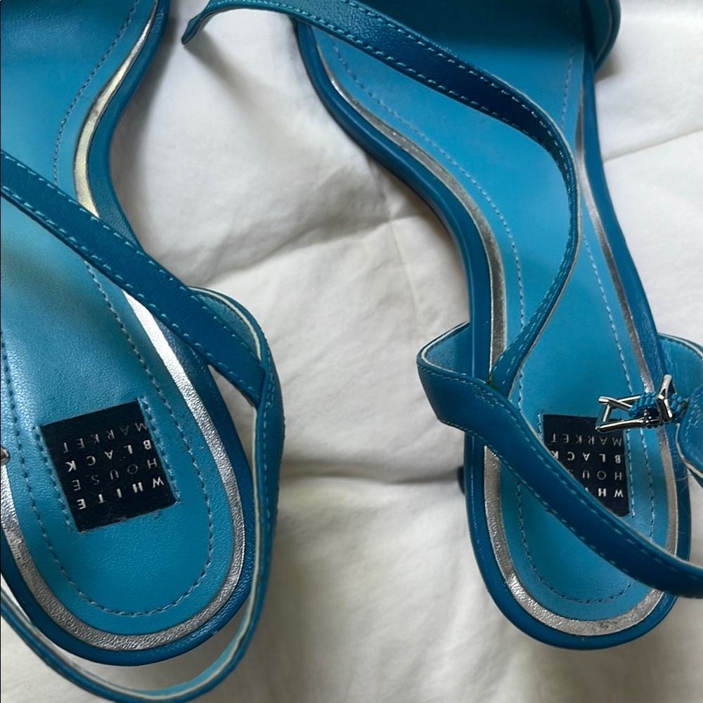 White House Black Market Blue Strappy Heels - Picture 2 of 7